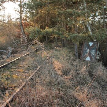 Torzo mechanické předzvěsti před stanicí Mladotice Torzo mechanické předzvěsti před stanicí Mladotice