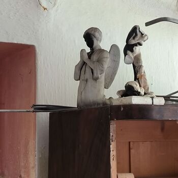 An abandoned house in the middle of a village