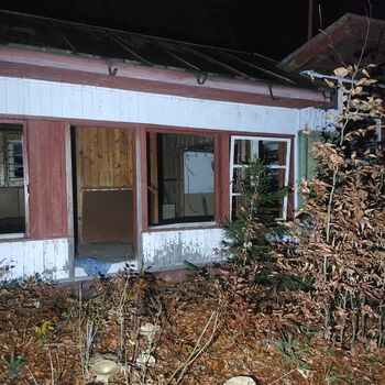 The campers won't be coming back here... An abandoned camp at night...