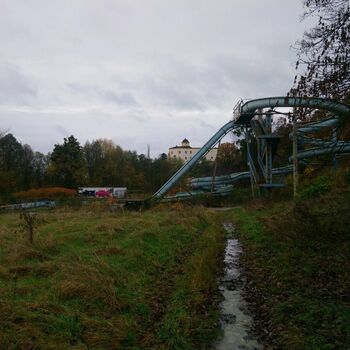 Swimming pool with an awesome water slide 2020