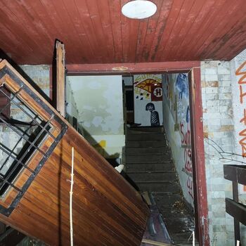 The campers won't be coming back here... An abandoned camp at night...