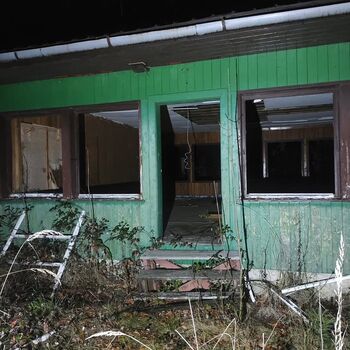 The campers won't be coming back here... An abandoned camp at night...