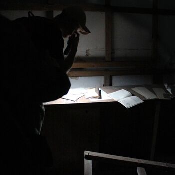 Fallout shelter and old railway building