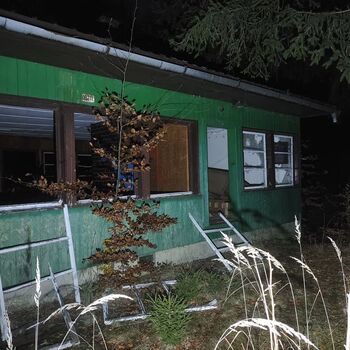 The campers won't be coming back here... An abandoned camp at night...