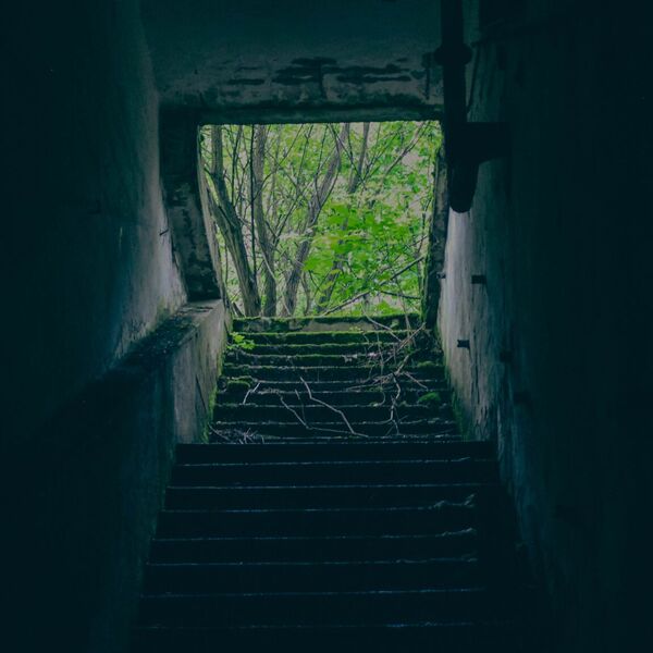 Fallout shelter and old railway building