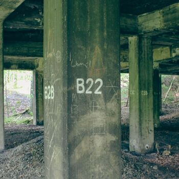 Fallout shelter and old railway building