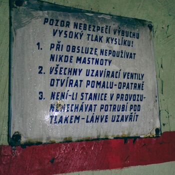 Fallout shelter and old railway building