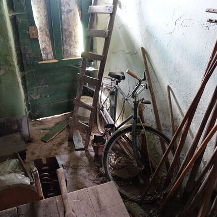 A crumbling farmhouse.