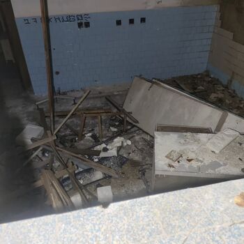 The campers won't be coming back here... An abandoned camp at night...