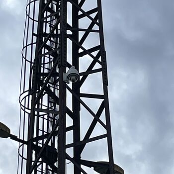 an abandoned boat repair shop with a police boat